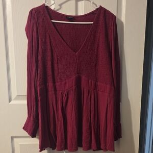 Knox Rose Deep Red V-Neck Blouse